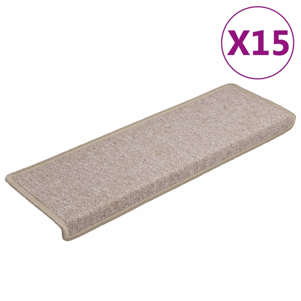 Vidaxl -Treppenmatten 15 ST 65x21x4 cm Taupe Rechteckkante