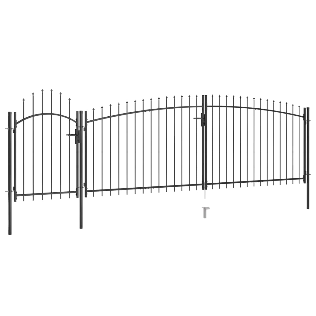 VidaXL Tor mit Speerspitze 5x2 m schwarz