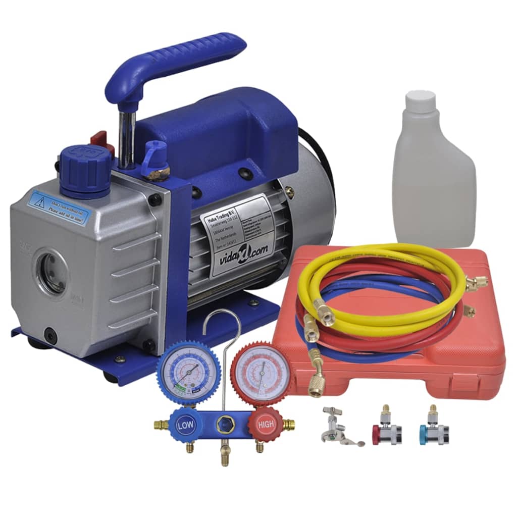VIDAXL Vakuumpumpe 1 Stufe mit 2-facher Manometern Set