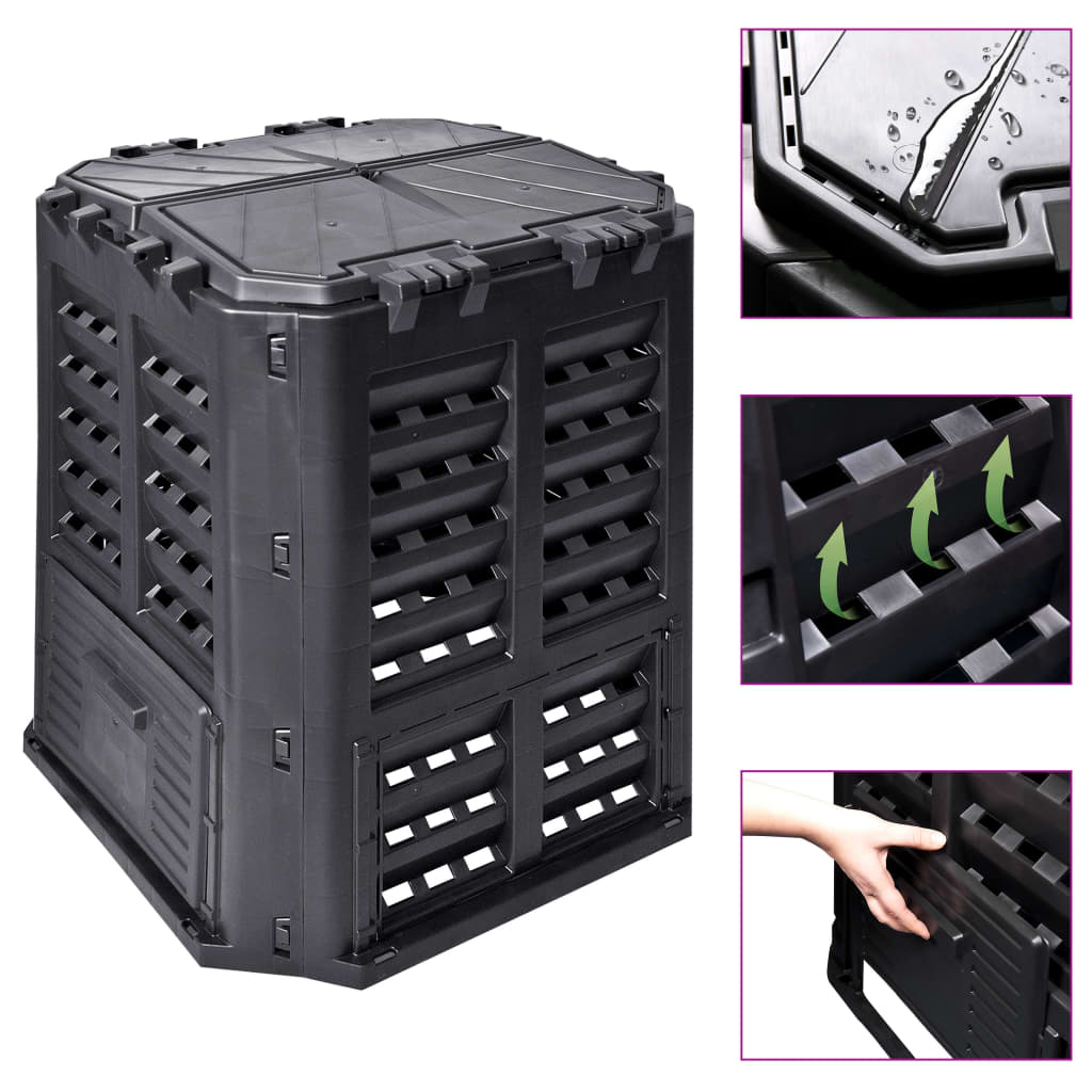 Vidaxx Kompostbehälter 360 l 68,9x68,9x83,9 cm schwarz