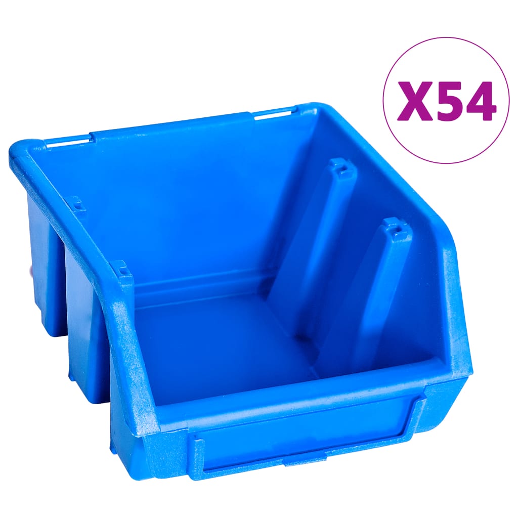 Vidaxxl 96-teiliges Aufbewahrungsbox-Set mit Wandpaneelen blau