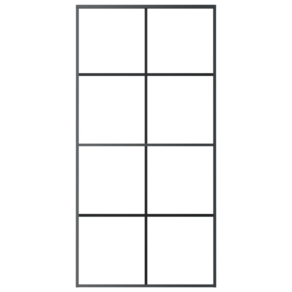 VidaXL Schiebetür 102,5x205 cm Aluminium und ESG-Glas schwarz