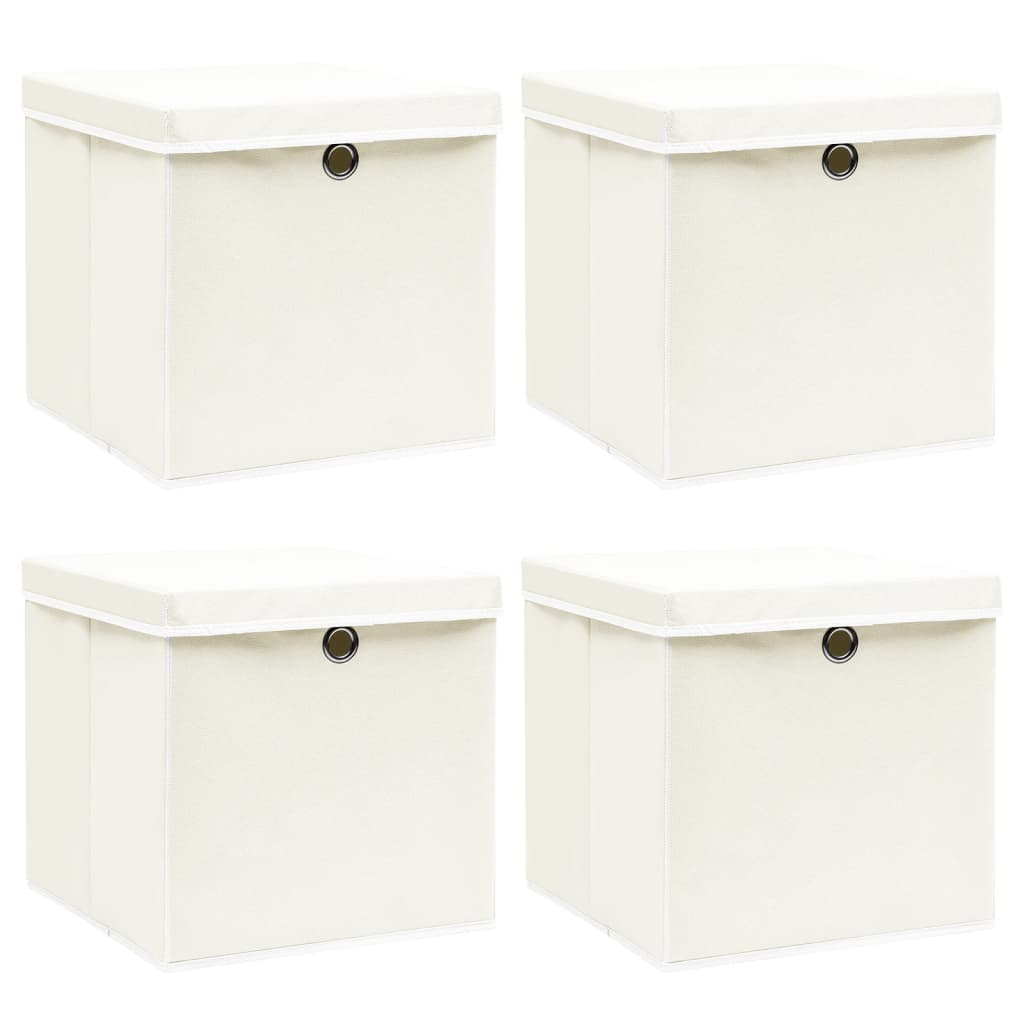 VIDAXL -Speicherboxen mit Deckel 4 PCs 32x32x32 cm Stoff weiß