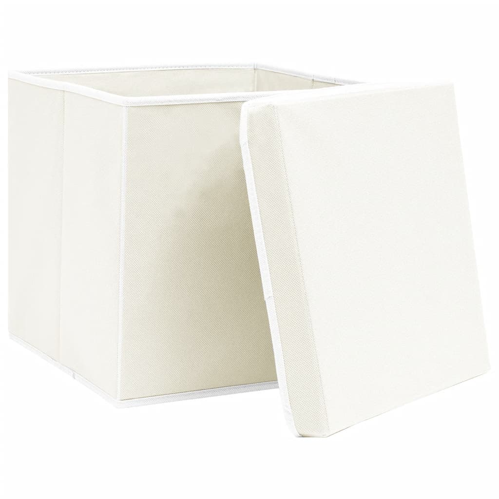 VIDAXL -Speicherboxen mit Deckel 4 PCs 32x32x32 cm Stoff weiß