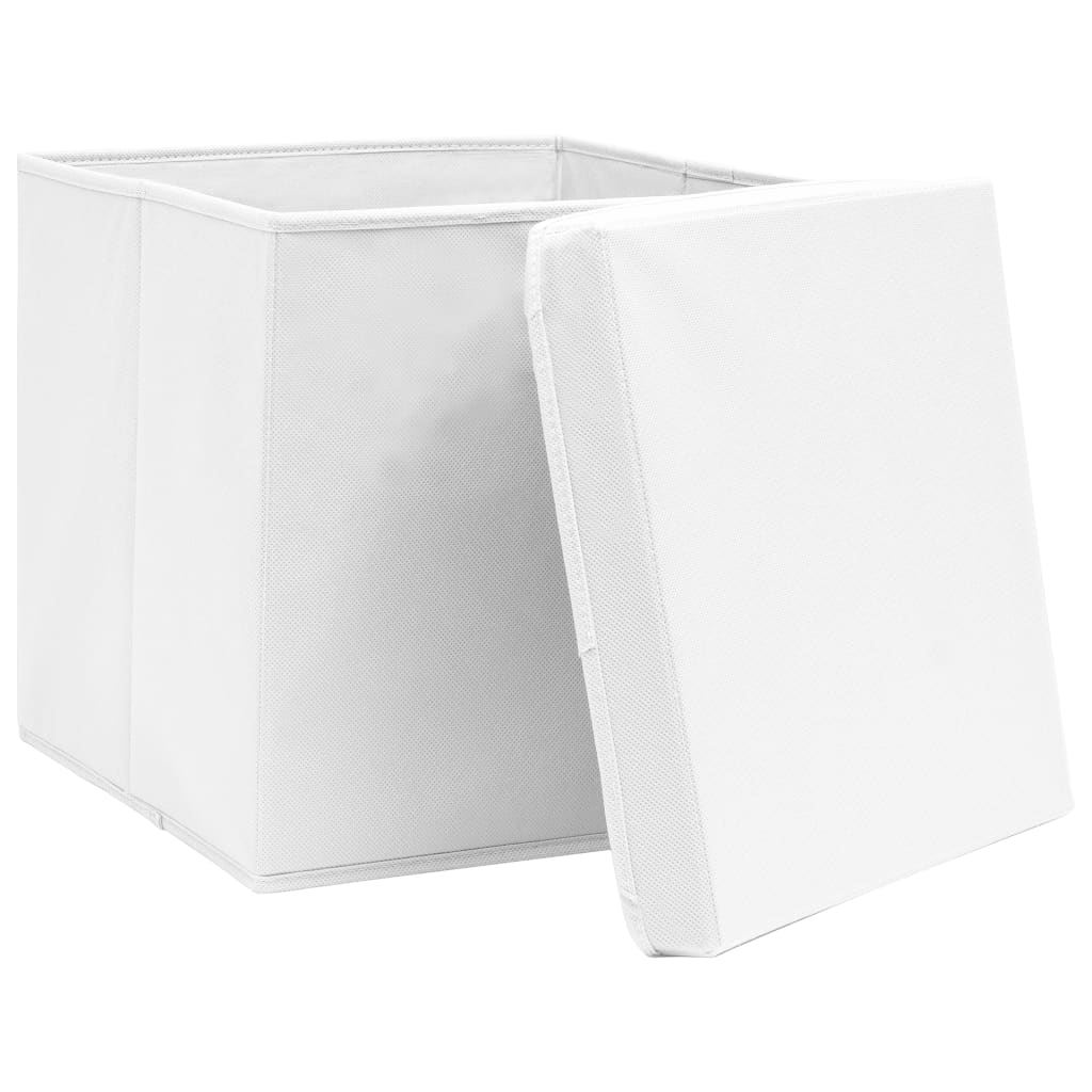 VIDAXL -Speicherboxen mit Deckel 10 PCs 32x32x32 cm Gewebe weiß