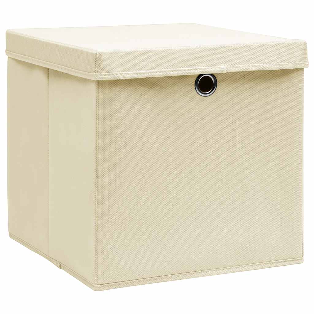 VIDAXL -Speicherboxen mit Deckel 10 PCs 32x32x32 cm Stoffcreme -Colored
