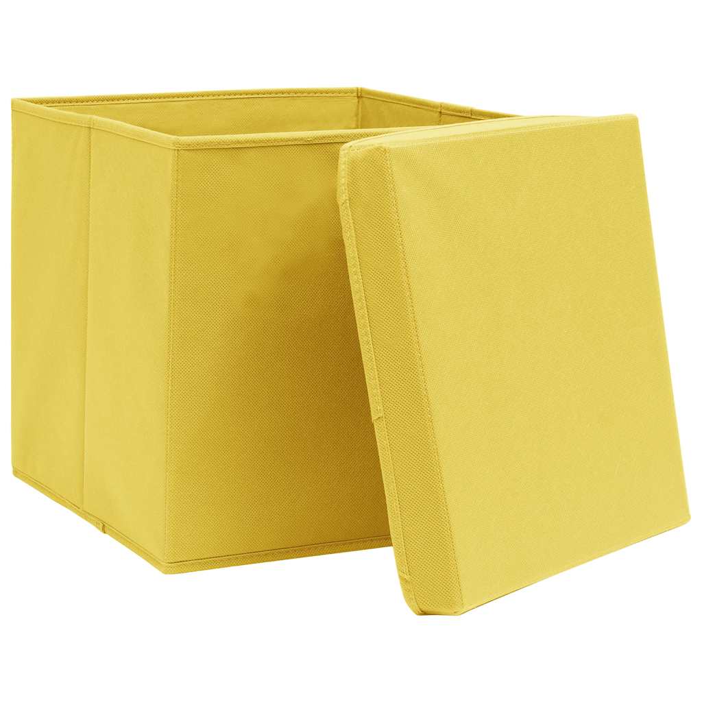 VIDAXL -Speicherboxen mit Deckel 4 PCs 32x32x32 cm Stoff gelbgelb