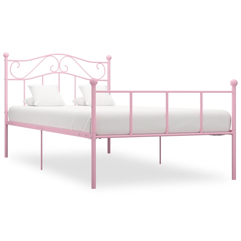 Vidaxl bedframe metaal roze 90x200 cm