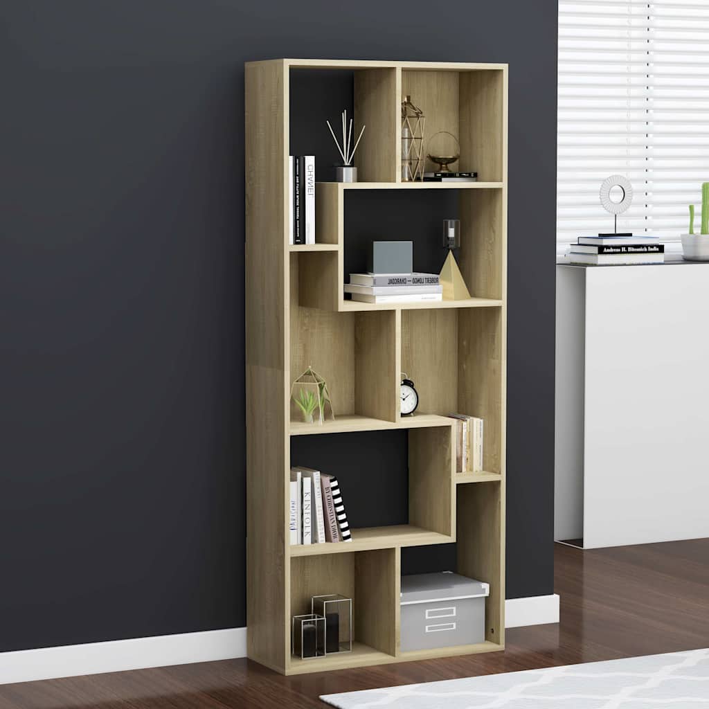 Vidaxl boekenkast 67x24x161 cm bewerkt hout sonoma eikenkleurig