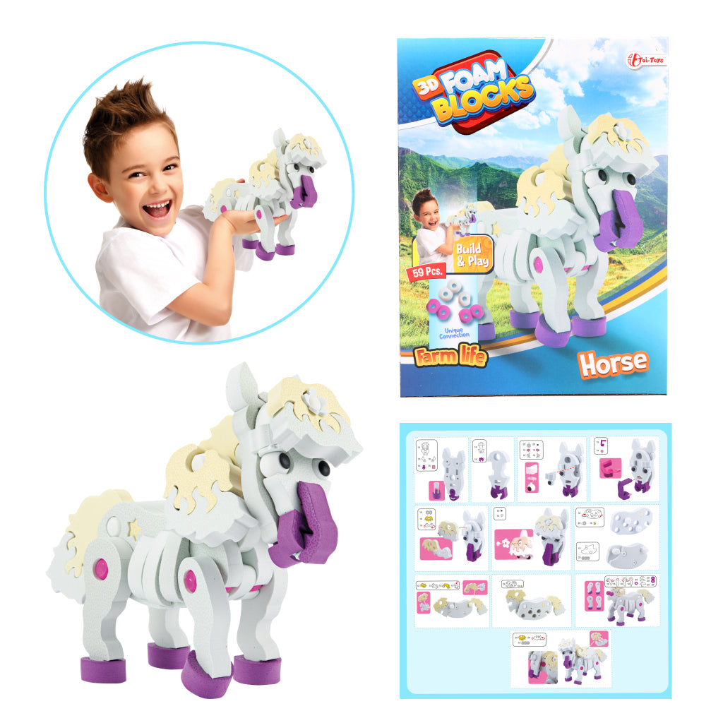 Toi-toys 3D Puzzle Bauschaum Pferd DIY Set s