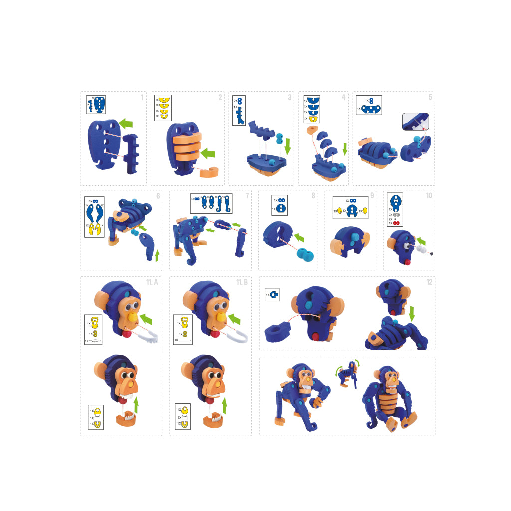 Toi-toys Bastelpuzzle Affe Junior 25,8 cm blau 59-teilig