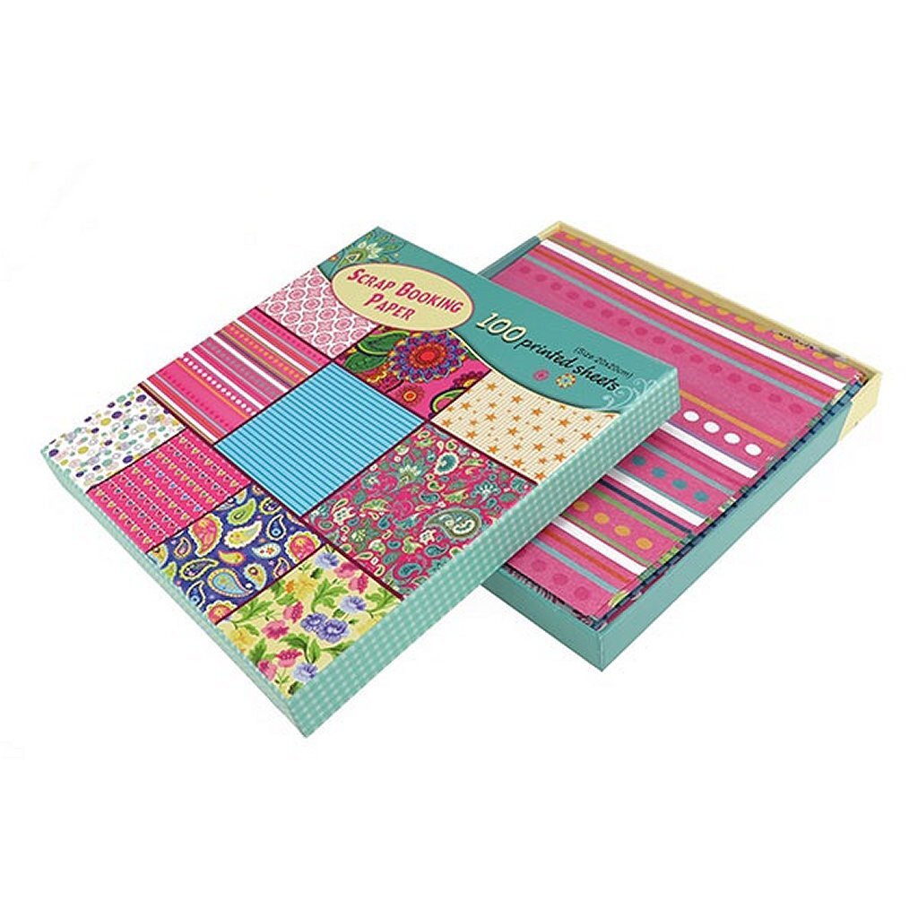 Toi-toys Bastelpapier-Set 100 bedruckte Blätter 20x20cm