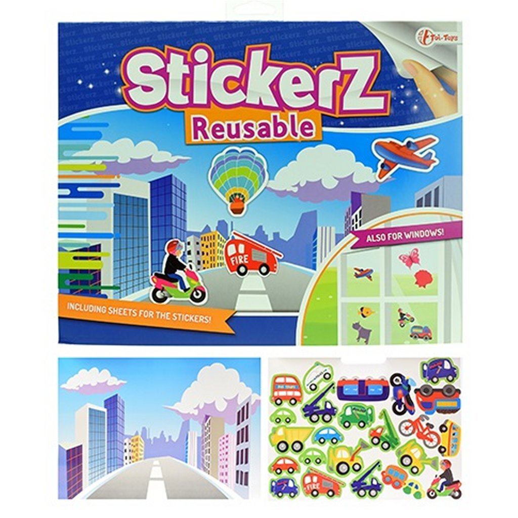 Stickerz-Stickerbuch verschiedener Fahrzeuge mit wiederverwendbaren (Fenster-)Aufklebern