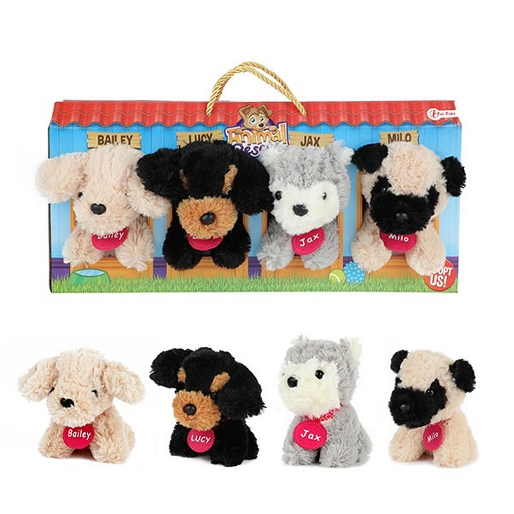 Toi-toys Plüschhunde im Hundehüttenkoffer 4 Stück