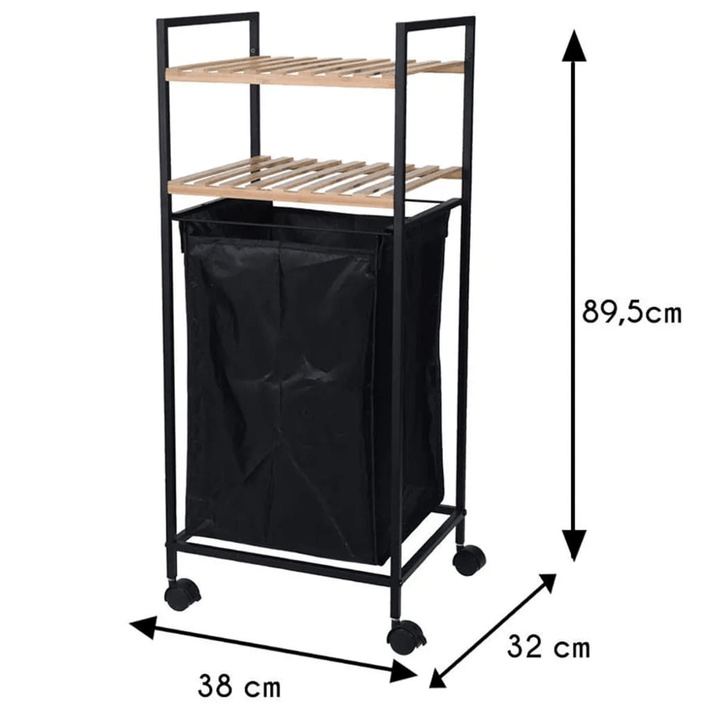 Badezimmerlösungen Lagerregal mit 2 Regalen und Waschkorb 89,5 cm Bambus