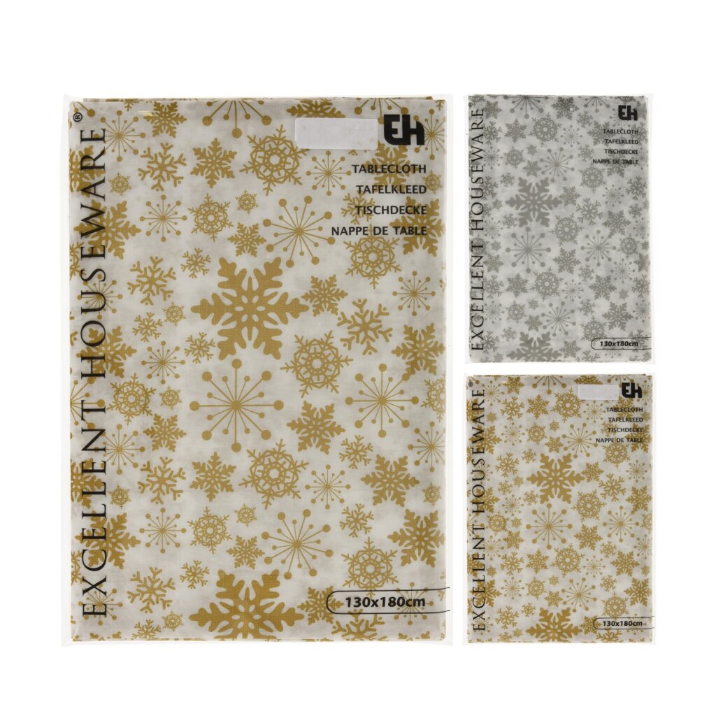 Gold- und silberfarbene Weihnachtstischdecke von Excellent Houseware, 130 x 180 cm