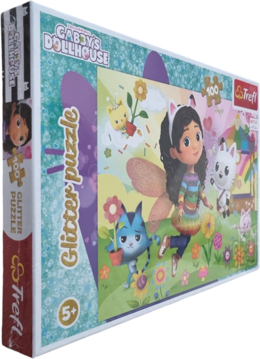 Trefl Gabby's Dollhouse Glitzer-Puzzle – 100 Teile – ab 5 Jahren