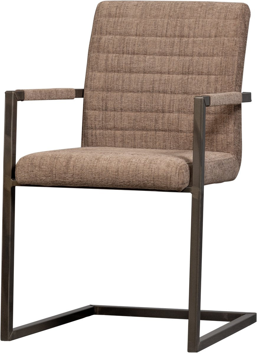 Woood bas eetkamerstoel - geweven stof - bruin melange - 87x54x62