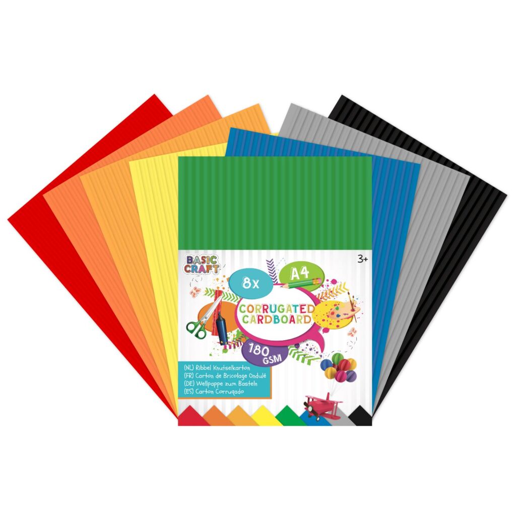Basic Craft Basic Craft Wellpappe 180 Gramm A4 8 Stück