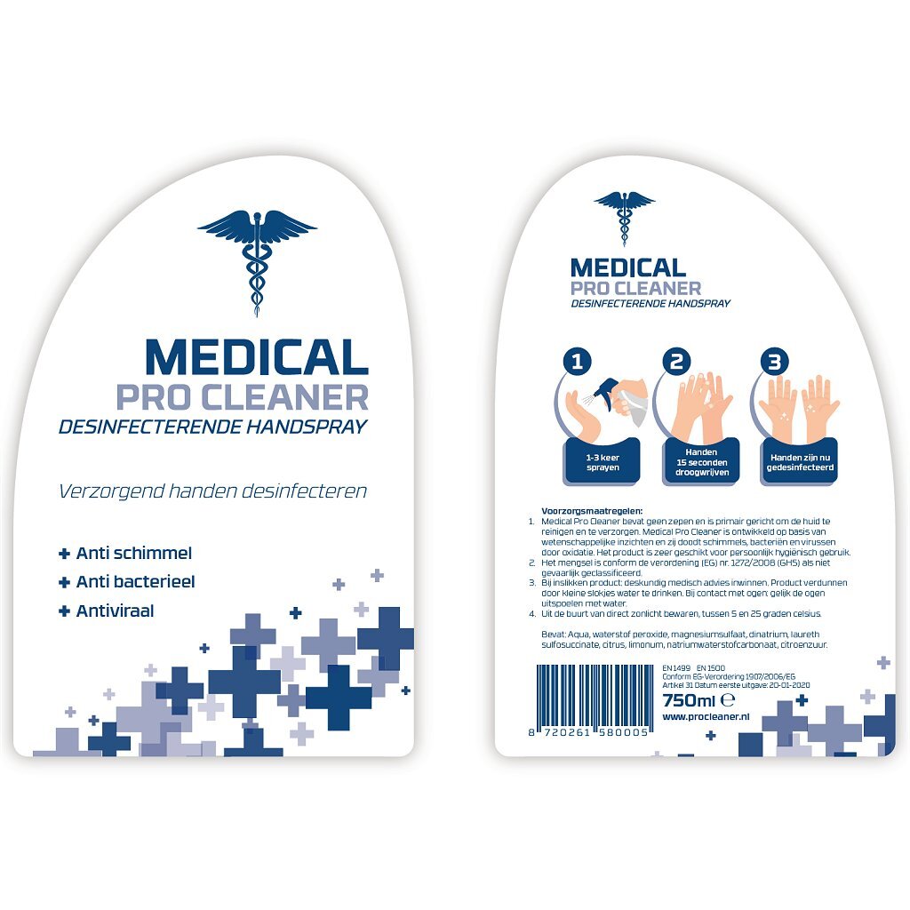 Medical Pro Cleaner Desinfektions-Handspray 750 ml Box 10 Stück
