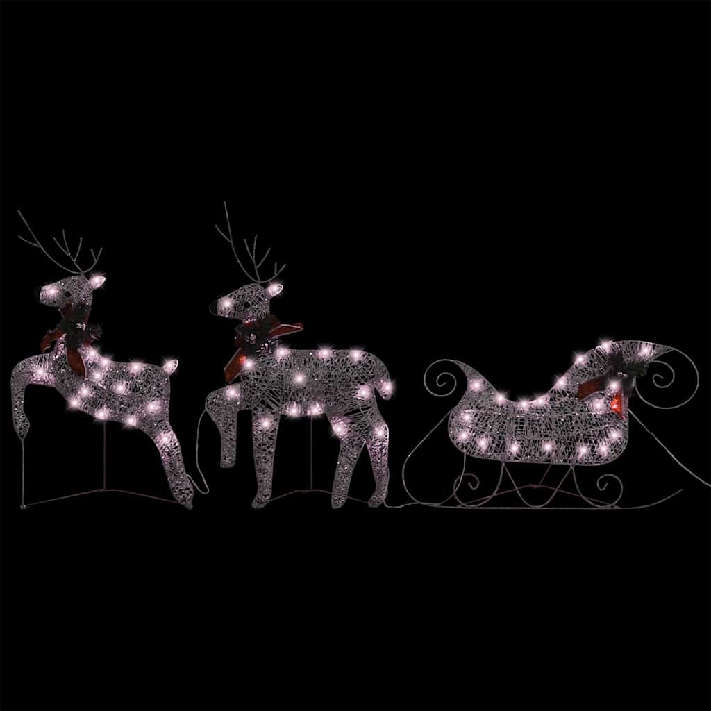 VidaXL Weihnachtsdekoration Rentier und Schlitten 60 LEDs goldfarben