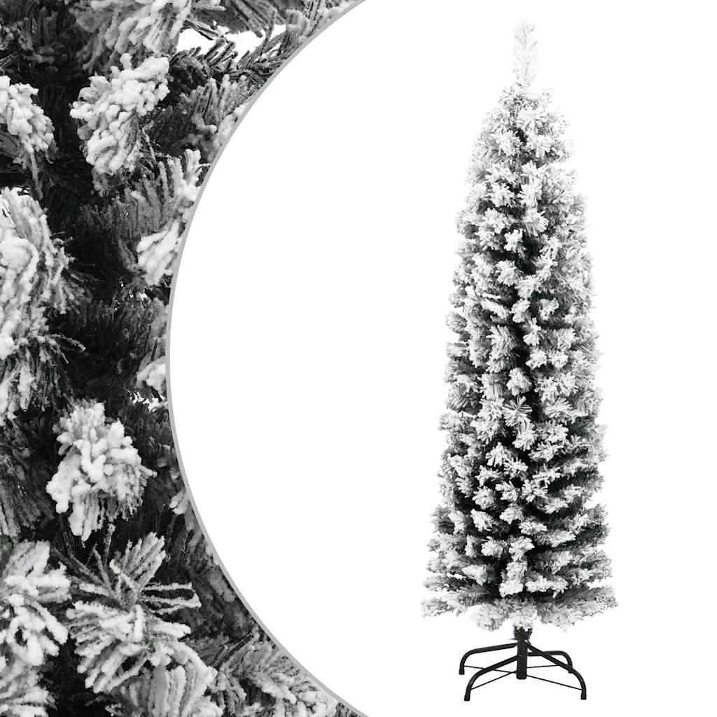 Vidaxx künstlicher Weihnachtsbaum mit Schnee schmal 150 cm PVC grün