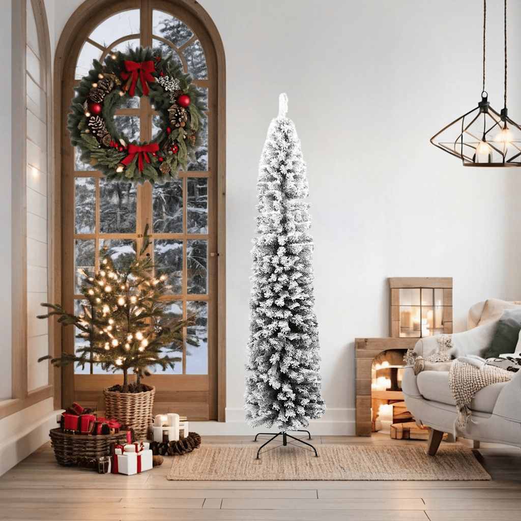 Vidaxx künstlicher Weihnachtsbaum mit Schnee schmal 180 cm PVC grün