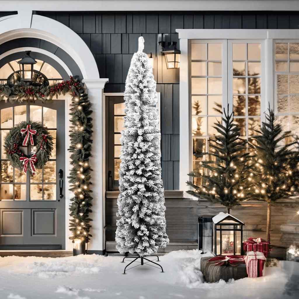 Vidaxx künstlicher Weihnachtsbaum mit Schnee schmal 210 cm PVC grün