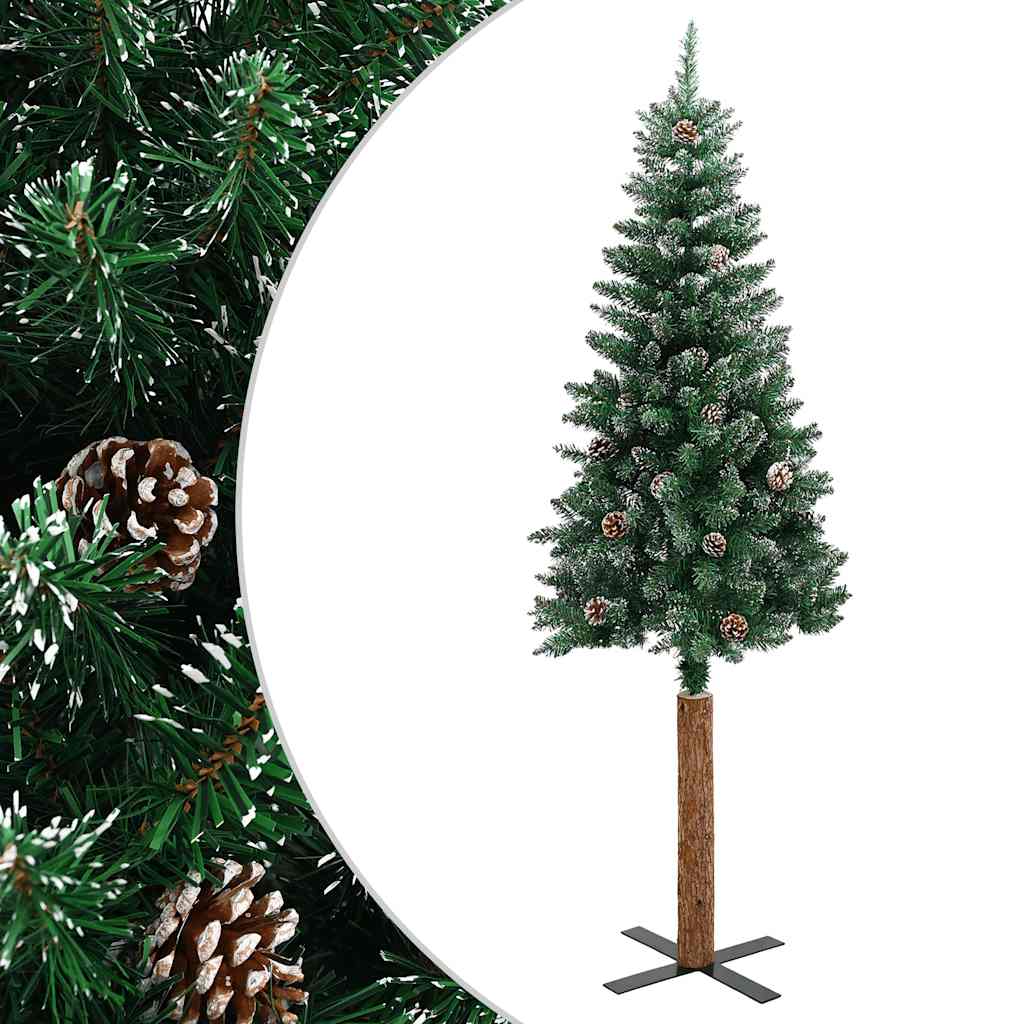 Vidaxl kerstboom met echt hout en sneeuw smal 180 cm groen