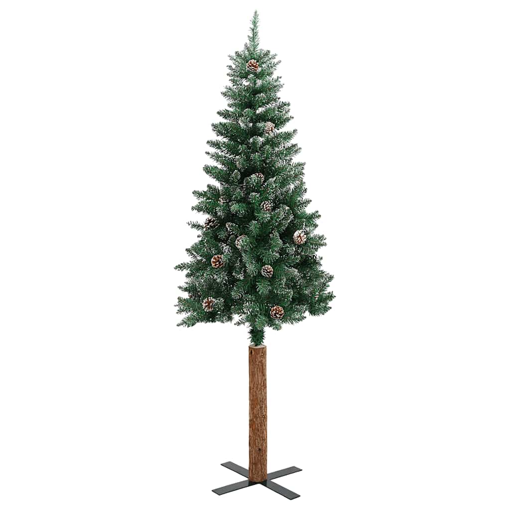 Vidaxl kerstboom met echt hout en sneeuw smal 180 cm groen