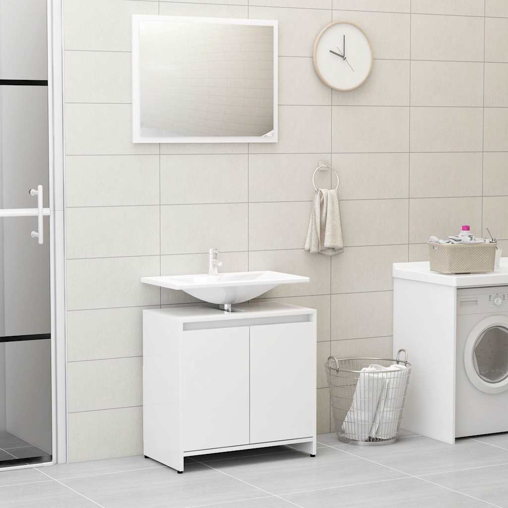 Vidaxl badkamermeubelset bewerkt hout hoogglans wit