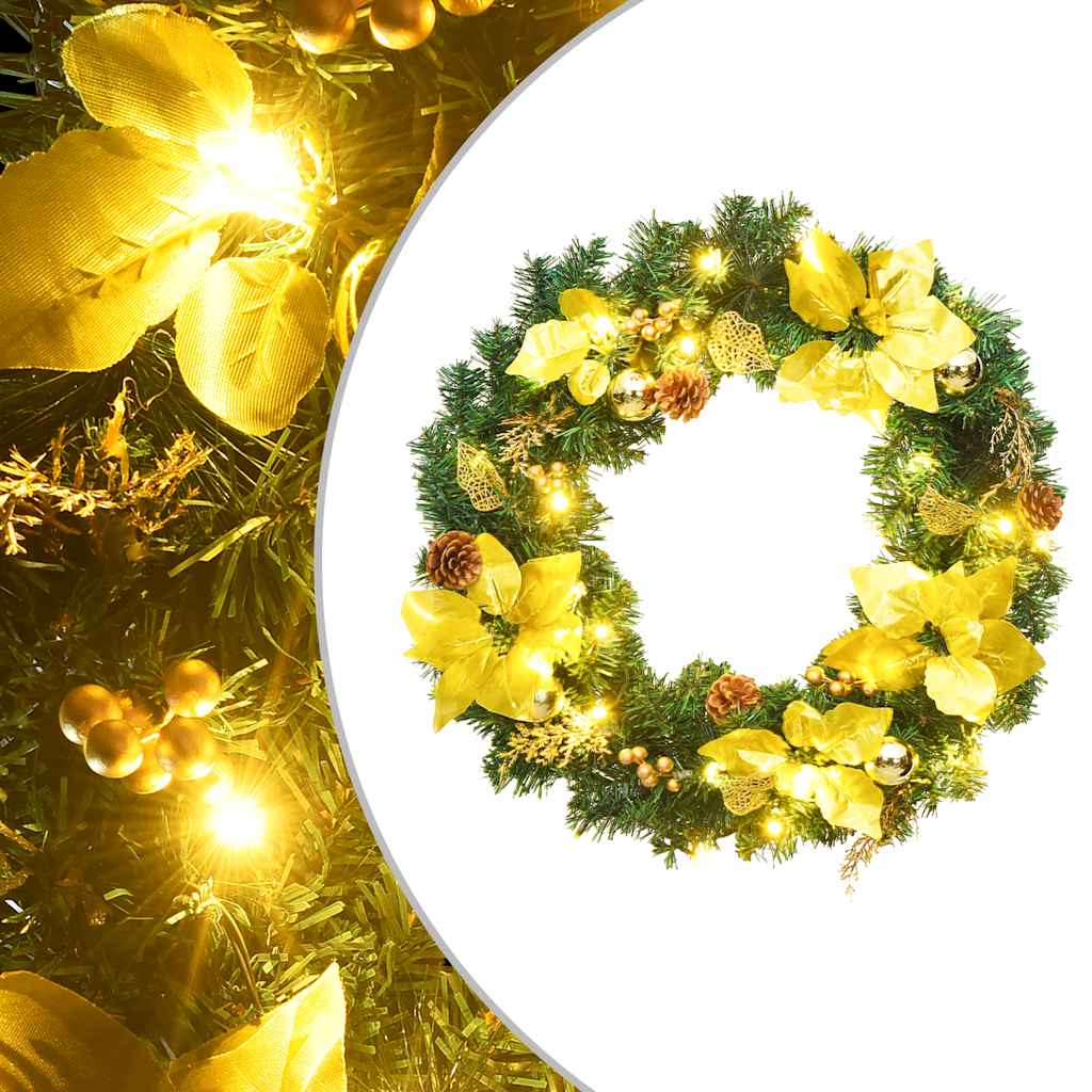 Vidaxl kerstkrans met led-verlichting groen 60 cm pvc