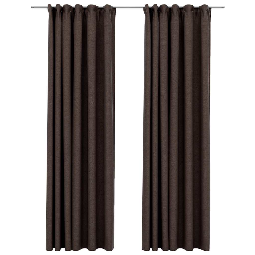 Vidaxl Vorhänge Leinenook Blackout Haken 2 PCs 140x225 cm Taupe