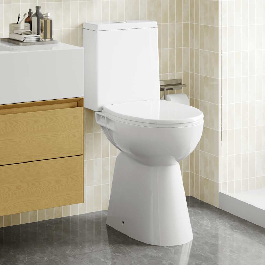 VidaXL spülrandloses WC 7 cm Extrahöhe Soft-Close-Keramik weiß