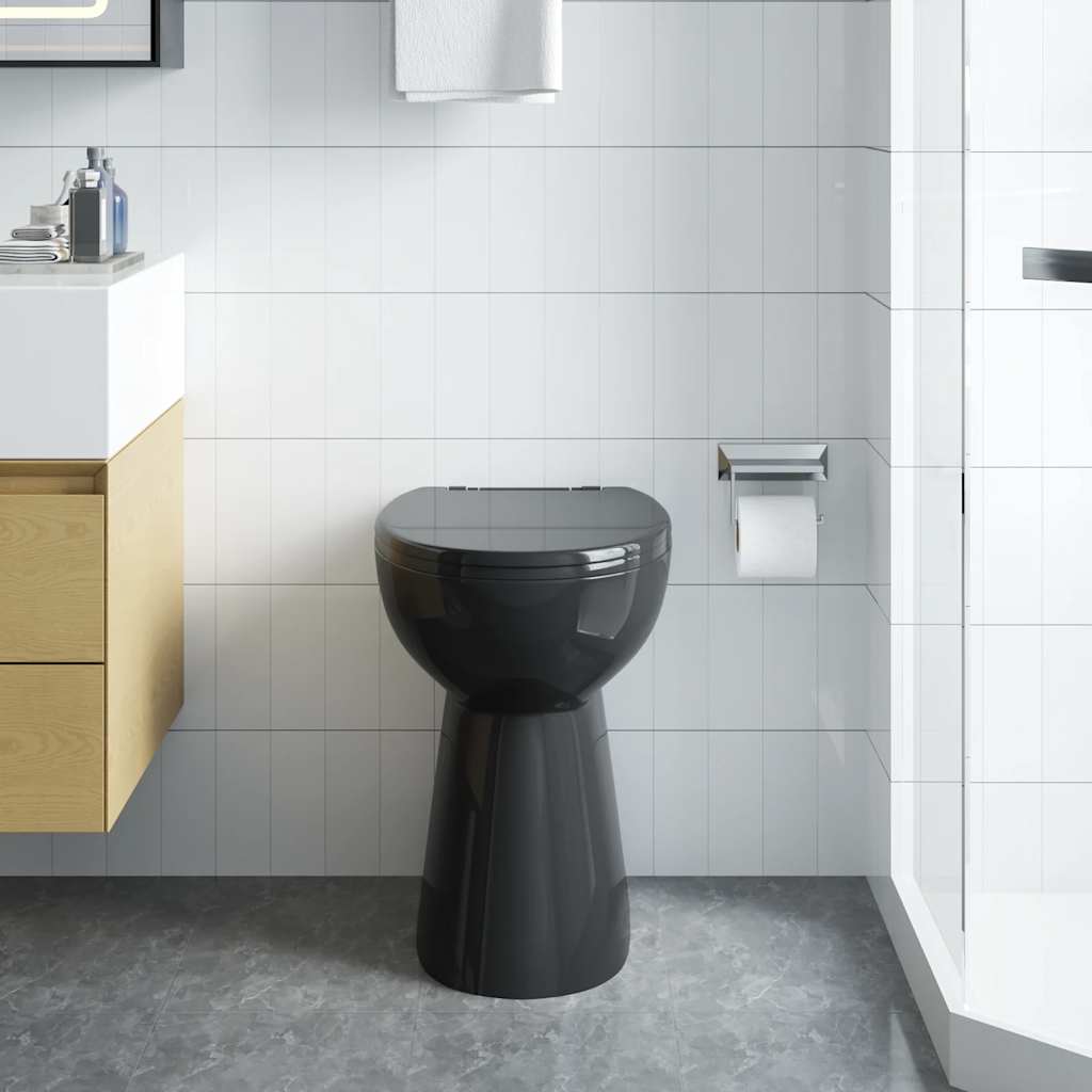 Vidaxl edge-free toilet 7 cm raised height soft-close ceramic black