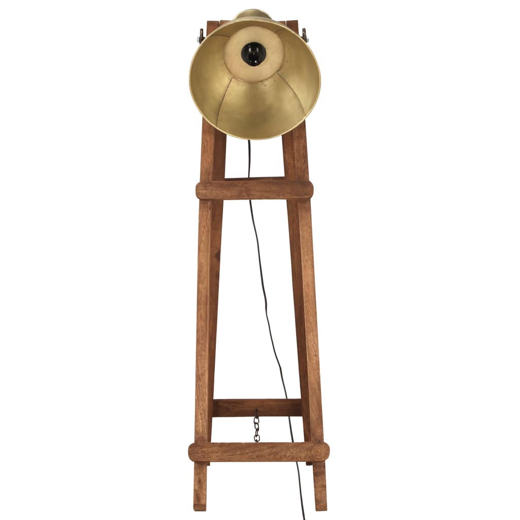 Vidaxl vloerlamp e27 massief mangohout messingkleurig