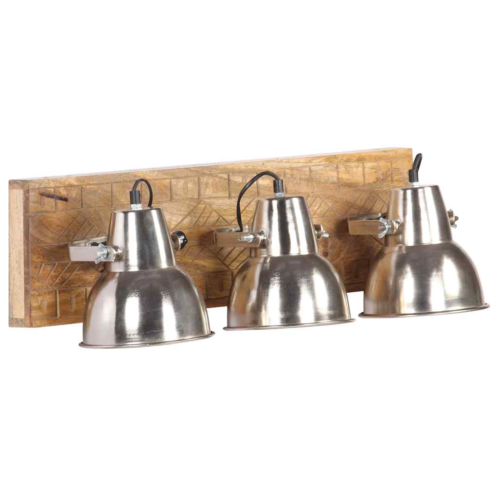 Vidaxx Industrie-Wandleuchte E27 70x23 cm Mangoholz silberfarben
