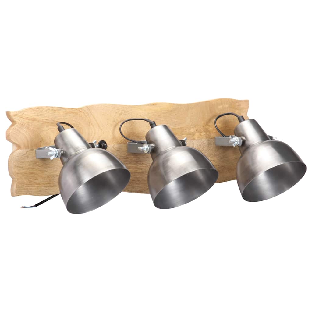 Vidaxx Industrie-Wandleuchte E27 68x23 cm Mangoholz silberfarben