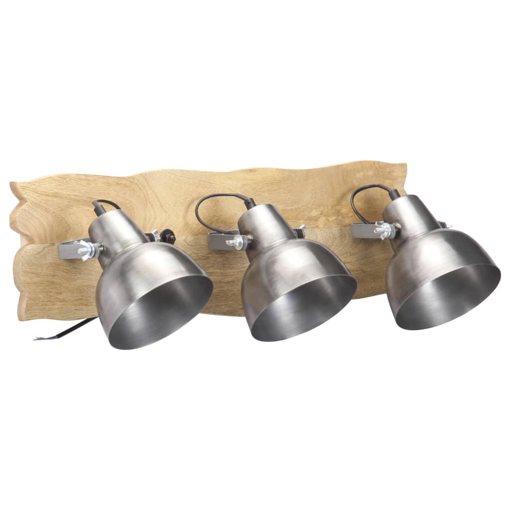 Vidaxx Industrie-Wandleuchte E27 68x23 cm Mangoholz silberfarben