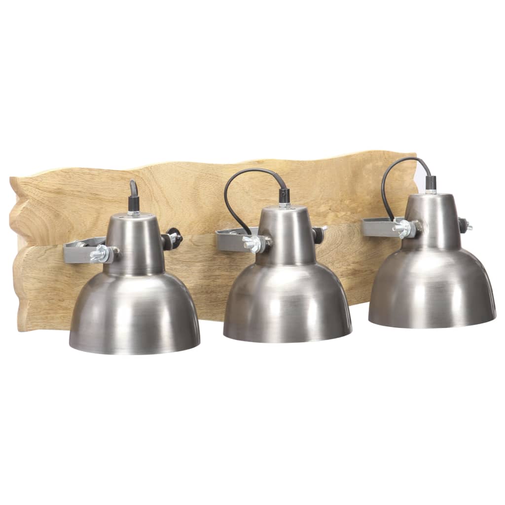 Vidaxx Industrie-Wandleuchte E27 68x23 cm Mangoholz silberfarben