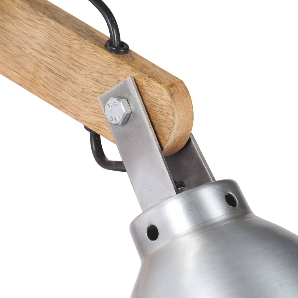 VidaXL Wandleuchte E27 aus massivem Mangoholz und silberfarbenem Eisen