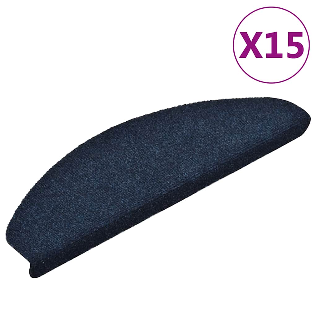 Vidaxl Treppenmatten Selbstadhäsiv 15 Stücke 65x21x4 cm dunkelblau halbgebunden