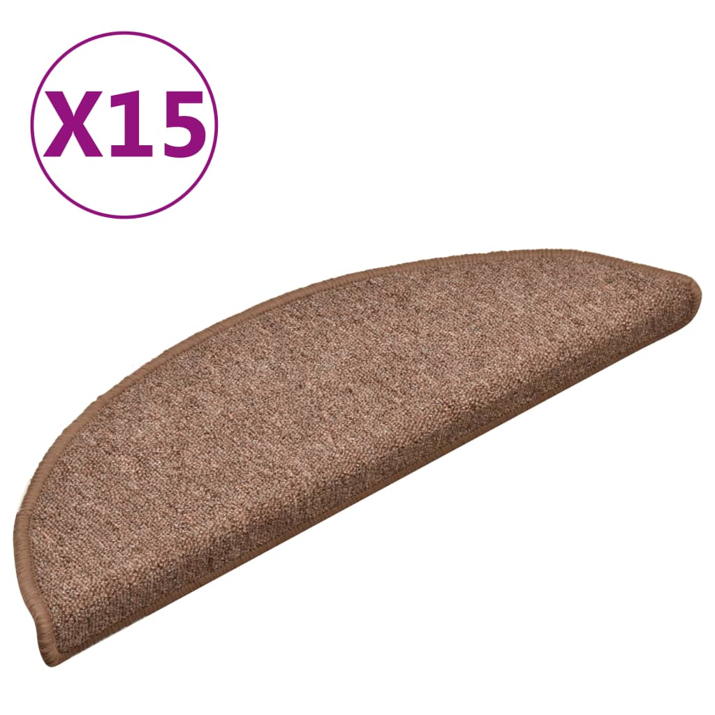 Vidaxl -Treppenmatten 15 ST 56x17x3 cm Braun