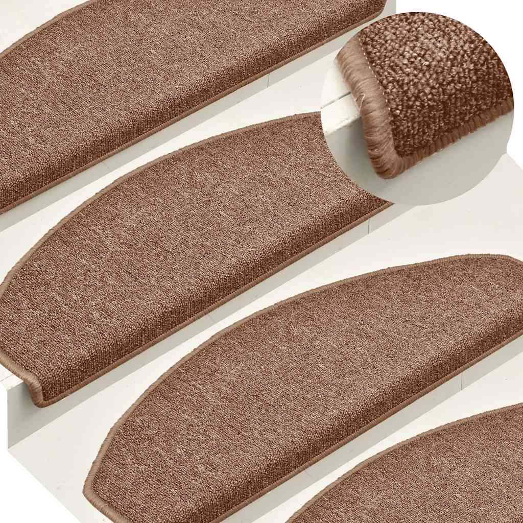 Vidaxl -Treppenmatten 15 ST 65x24x4 cm Brown Semi -Rounds groß