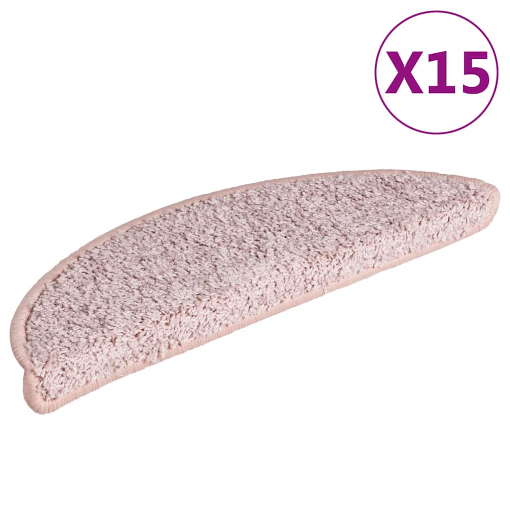 Vidaxl -Treppenmatten 15 ST 56x17x3 cm hellrosa