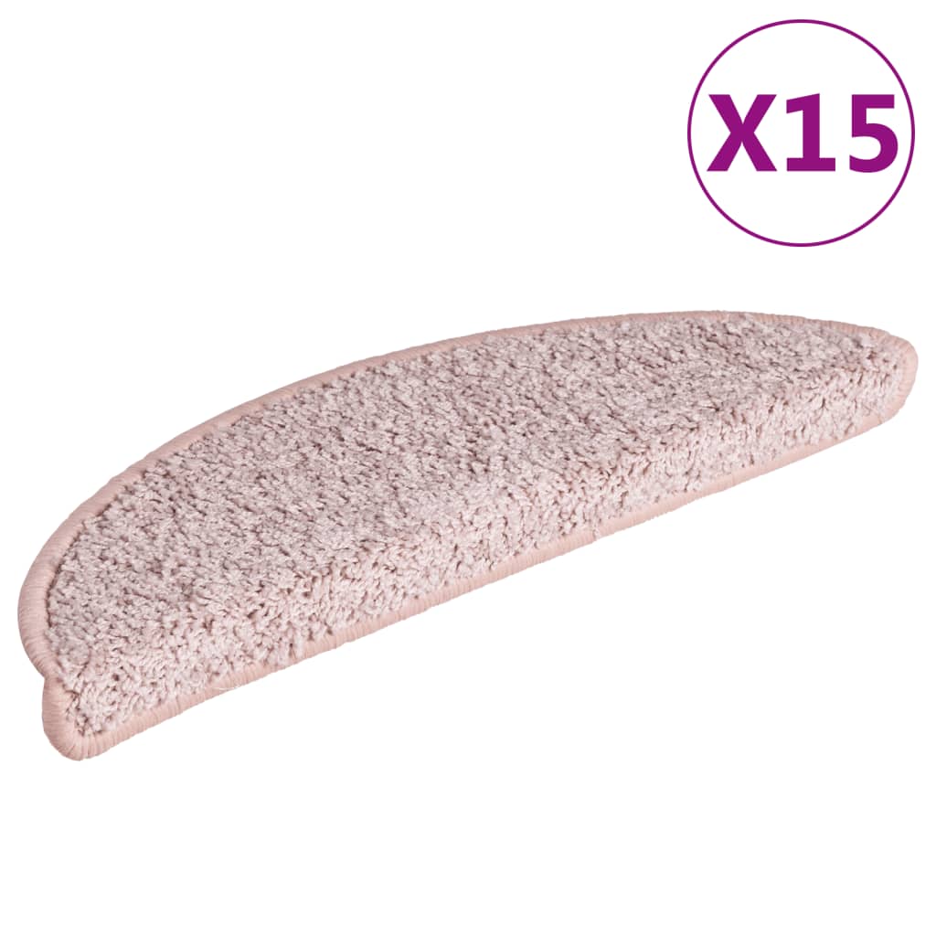 Vidaxl -Treppenmatten 15 ST 56x17x3 cm hellrosa