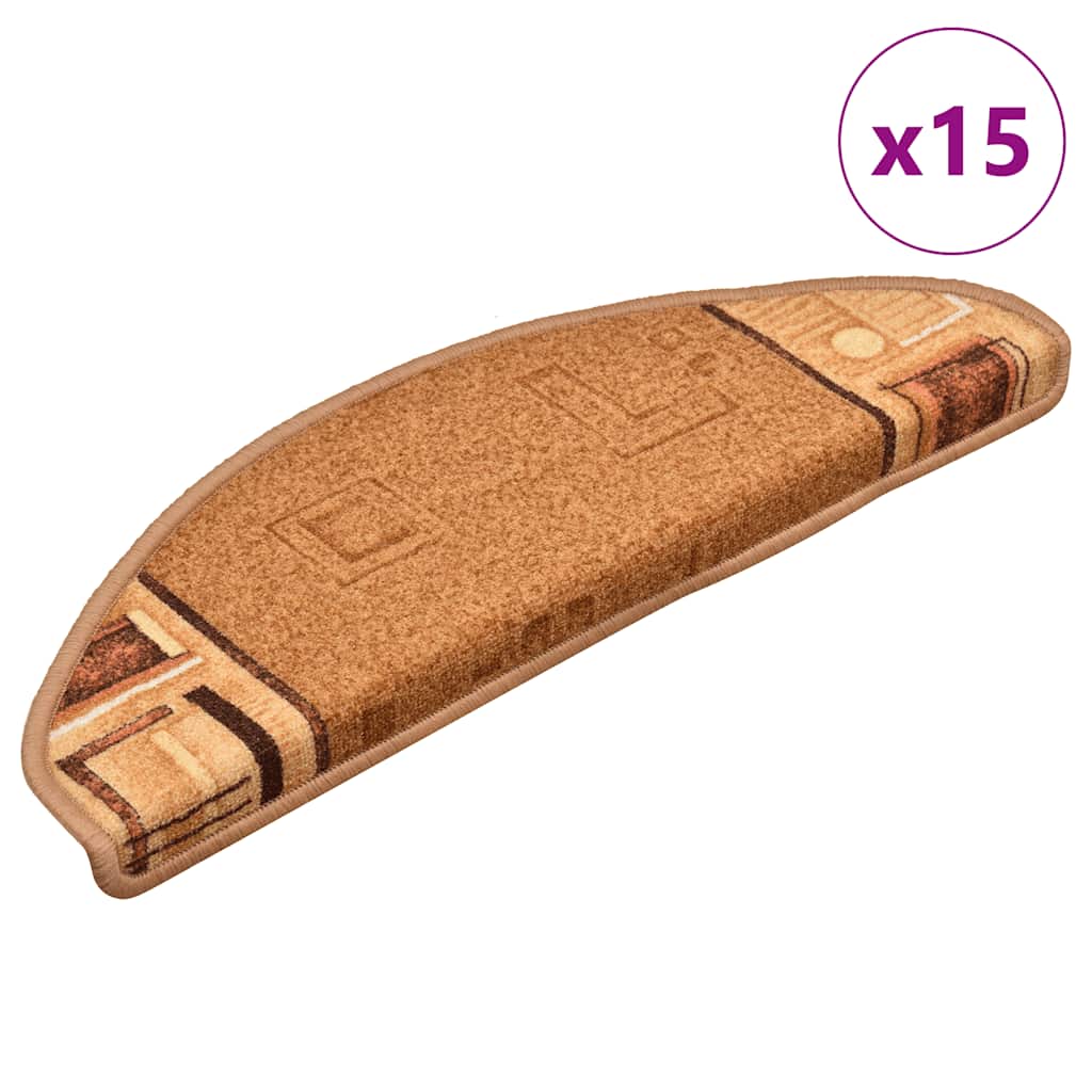 Vidaxl Treppenmatten Selbstadhäsiv 15 ST 65x21x4 cm Beige