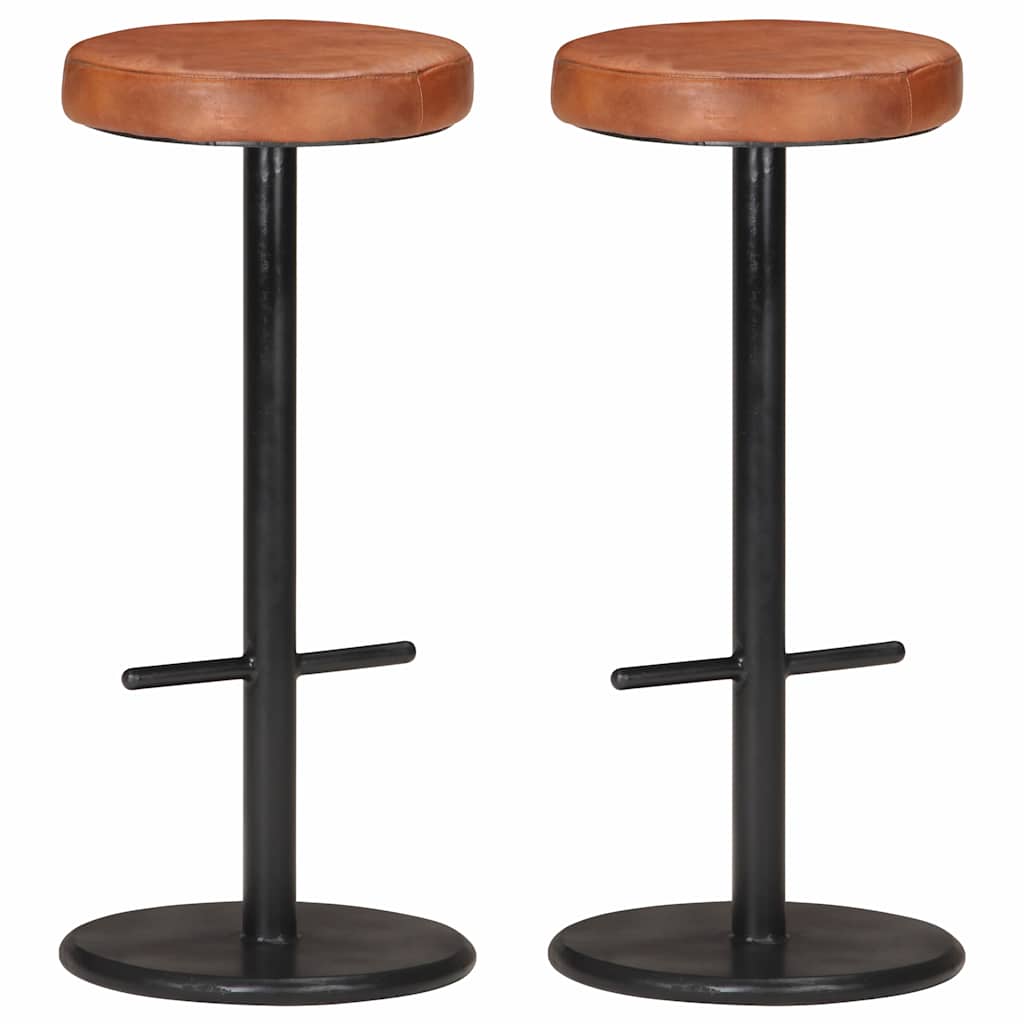 Vidaxl barkrukken 2 st echt leer bruin