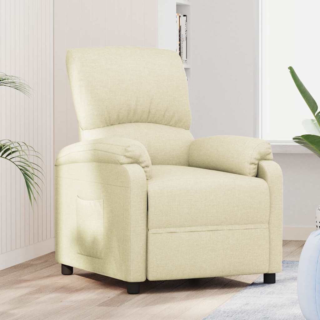 Vidaxl fauteuil verstelbaar stof crèmekleurig