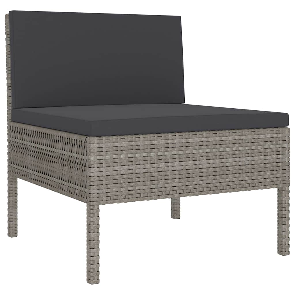 Vidaxl tuinstoelen 3 st met kussens poly rattan grijs